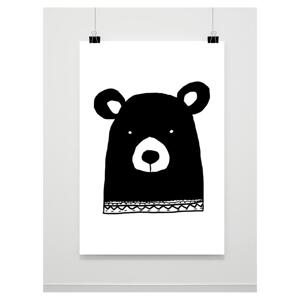 Černobílý dekorační plakát s medvědem, PP178 A4