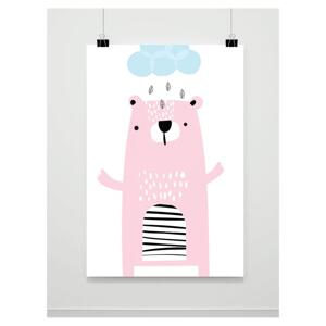 Malovaný dětský plakát s růžovým medvědem, PP186 A3
