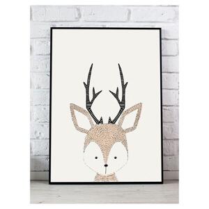 Bílý plakát do pokoje s obrázkem jelena, PP227 A3