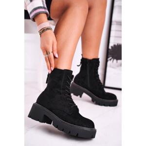 Semišové dámské boty v černé barvě, UK13 BLK__12664-37 37