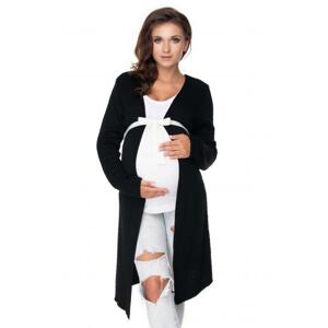 Černý těhotenský kardigán s páskem kontrastní barvy, PKB1177 70029 UNI