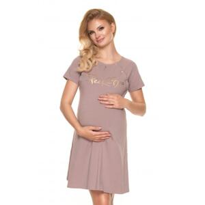 Těhotenská a kojící noční košile v béžové barvě s nápisem, PKB1253 0203 L/XL