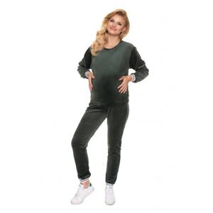 Velurová noční souprava v khaki barvě pro těhotné, PKB1258 0200 S/M