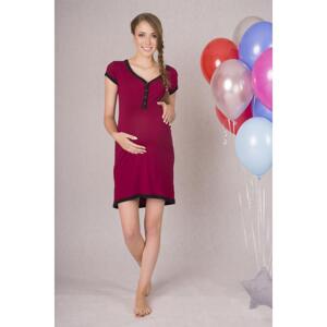 Bordová pohodlná těhotenská a kojící noční košilka, ry0732-XL XL