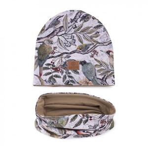 Dětský komplet čepice a komína s motivem ornitologie, MA1923 Ornithology SKL48-50 52-55 cm