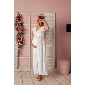 Těhotenské svatební šaty se saténovým páskem, MI601 SKLXL XL