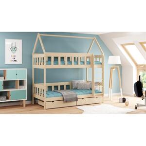 Dětská patrová domečková postel - 180x80 cm, MW151 CHWAT Zelená S funkcí spaní (bez matrace) Dodatečná odnímatelná bariéra na spodní postel