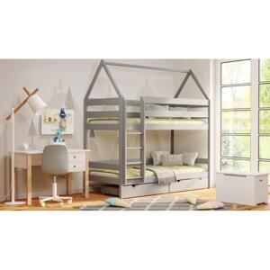 Patrová domečková postel - 180x90 cm, MW158 PIĘTROWY Bílá S funkcí spaní (bez matrace) Dodatečná odnímatelná bariéra na spodní postel