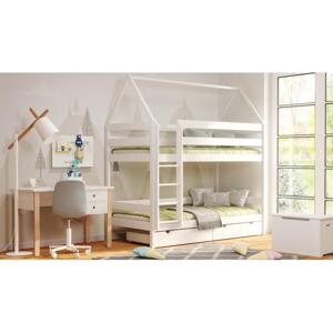 Patrová dětská postel - 190x90 cm, MW160 PIĘTROWY Bílá Bez šuplíku Dodatečná odnímatelná bariéra na spodní postel