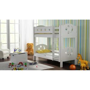 Dětská patrová postel - 200x90 cm, MW167 FINEZJA (GWIAZDKI) Olše S funkcí spaní (bez matrace) Dodatečná přišroubovaná bariéra na spodní postel