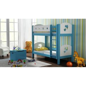Dětská patrová postel - 200x90 cm, MW173 FINEZJA (SERCA) Modrá Jeden na kolečkách Dodatečná přišroubovaná bariéra na spodní postel