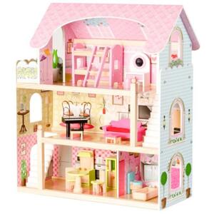 Dřevěný domeček pro panenky s panenkami, Multi__ZA-4110