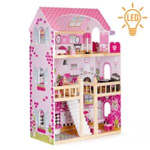 Dřevěný domeček pro panenky s LED osvětlením, Multi__ECO06391 [HM006391]