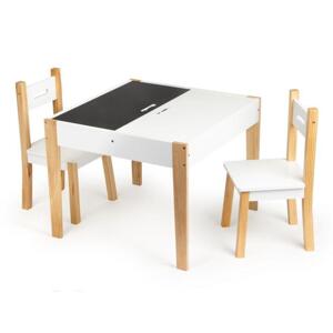 Dřevěný stůl s úložným prostorem a 2 židlemi, Multi__OT143