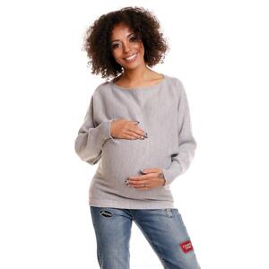 Světle šedý oversize svetr pro těhotné, PKB399 70003C UNI