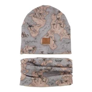 Dětský komplet čepice a komína z kolekce ostrov pokladů, MA2170 Treasure Islands 48-50 cm