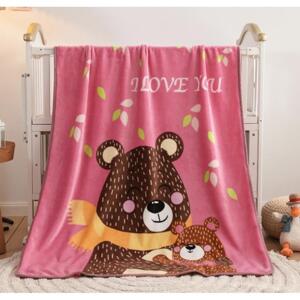 Růžová dětská deka s medvědy - 100x150 cm, KOC06