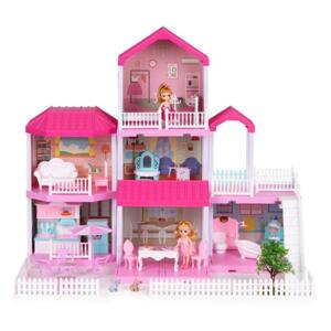 Růžový domeček pro panenky s dvorem, Multi__HC480394