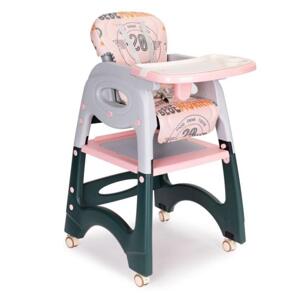 Růžová židle na krmení 2 v 1 pro děti, Multi__HA-033 PINK