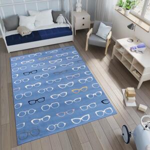 Modrý dětský koberec s brýlemi, TAP__33493/031 XENO-120x170 120x170cm