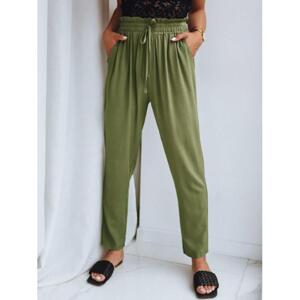 Zelené dámské kalhoty s gumou v pase, uy1554-M/L M/L