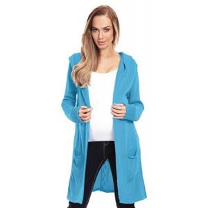 Těhotenský dlouhý kardigán s kapucí v modré barvě, PKB890 30063 UNI