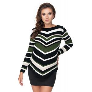 Kaki zaoblený svetr se šikmými pruhy pro dámy, PKB999 40032 UNI