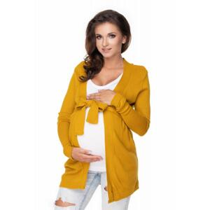 Hořčičný dlouhý kardigán s vázáním kolem pasu pro dámy, PKB1007 40043 UNI