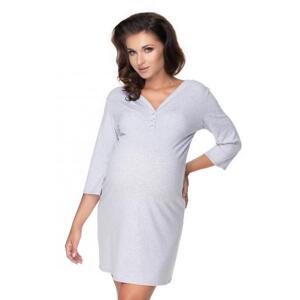 Těhotenská a kojící noční košile na krmení s knoflíky na hrudi a 3/4 rukávy ve světle šedé barvě, PKB1031 0157 L/XL