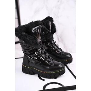 Černé oteplené sněhule pro dívky ve výprodeji, DD51 BLK__12632-31 31