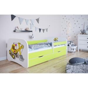 Postel s obrázkem bagru - Babydreams 160x80 cm, KK151 Babydreams - Koparka NE Bílá Bez matrace