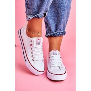 Plátěné dámské tenisky bílé barvy ve výprodeji, 8SP30-4723 WHITE__10784-37 37