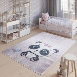Růžový dětský koberec s motivem pandy, TAP__9731 PRINT EMMA-160x230 160x230cm