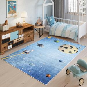 Modrý koberec pro děti s vesmírným motivem, TAP__9731 PRINT EMMA-80x150 80x150cm