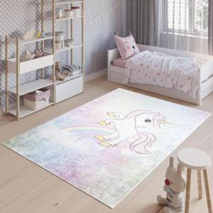 Duhový dětský koberec s jednorožcem, TAP__9731 PRINT EMMA-120x170 120x170cm