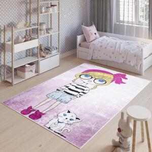 Dětský koberec s motivem holčičky a pejska, TAP__9731 PRINT EMMA-120x170 120x170cm