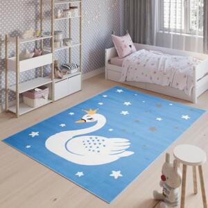Dětský modrý koberec s labutí, TAP__DY94C JOLLY FYD-80x150 80x150cm