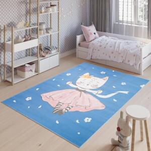 Modrý dětský koberec s kočičkou, TAP__DY94C JOLLY FYD-80x150 80x150cm