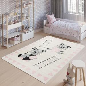 Dětský bílo-růžový koberec s myškami, TAP__E662A HAPPY FBA-160x220 160x220cm