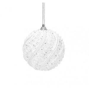 Bílá vánoční koule s perlami, KSN148