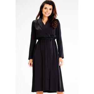 Dámské černé šaty se šálovým límcem, A604 M