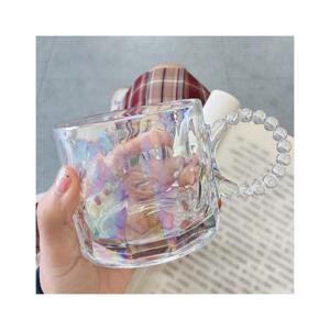 Duhový skleněný pohár s ouškem - 260 ml, SZK55