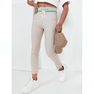 Dámské béžové kalhoty s vysokým pasem, UY2030 L/XL