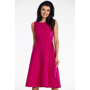 Růžové elegantní dámské šaty s páskem, A633 M