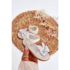 Dívčí sandály s mašlí v bílé barvě, 24DZ19-7244 WHITE__30823-25 25