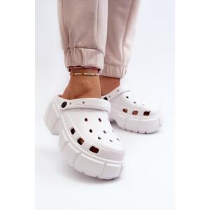 Dámské bílé kroksy na platformě, D205 WHITE__31578-41 41