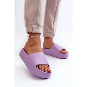 Fialové dámské pantofle na platformě, S001 PURPLE__31580-36 36