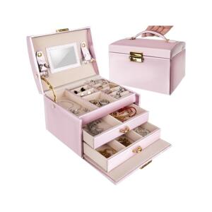 Saténová šperkovnice/kufřík v růžové barvě, MX__5902802908568