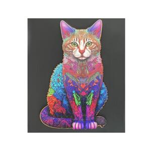 Dřevěné barevné puzzle s motivem kočky, MX__5900779948181