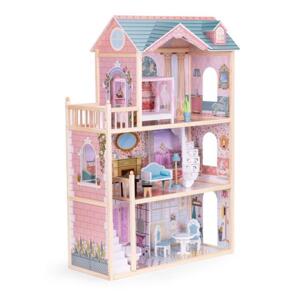 Velký dřevěný domeček pro panenky s nábytkem, Multi__8106